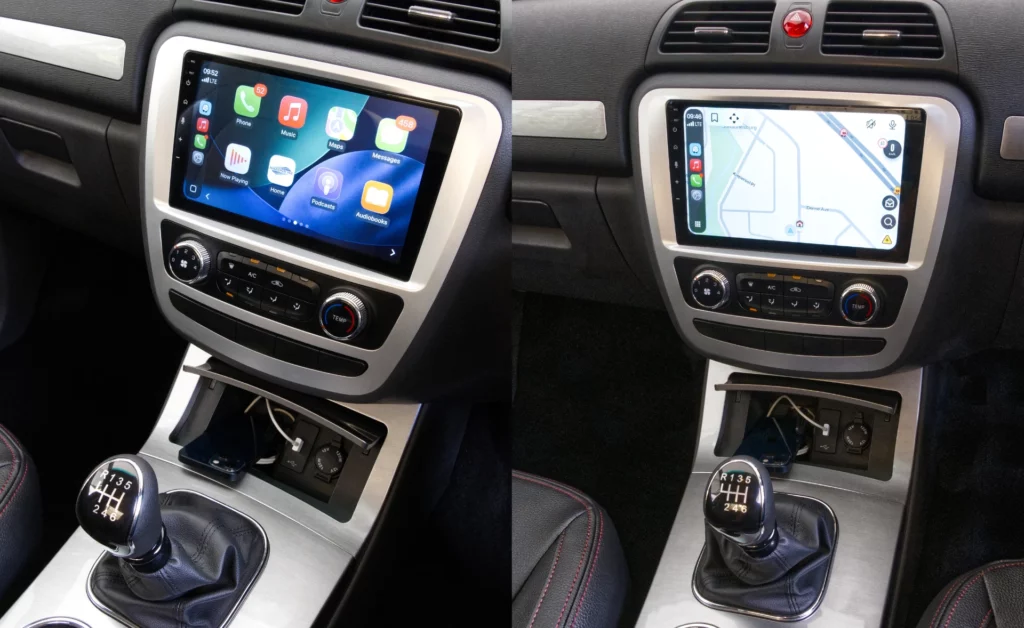 JAC T6 Lux infotainment screen showing Apple CarPlay and navigation